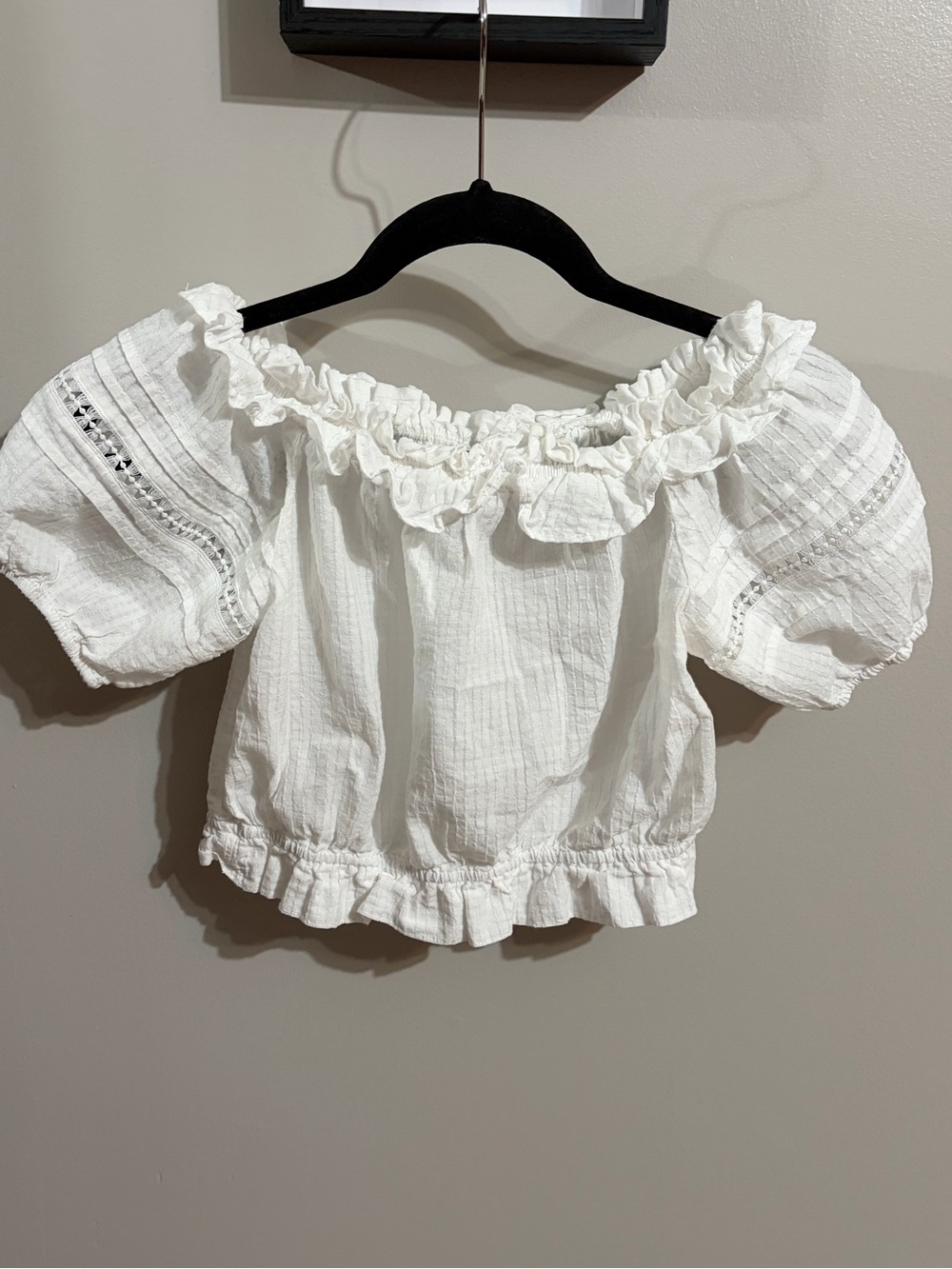 Divided by H&M White Off-the-Shoulder Ruffle Cotton Top - Picture 3 of 6
